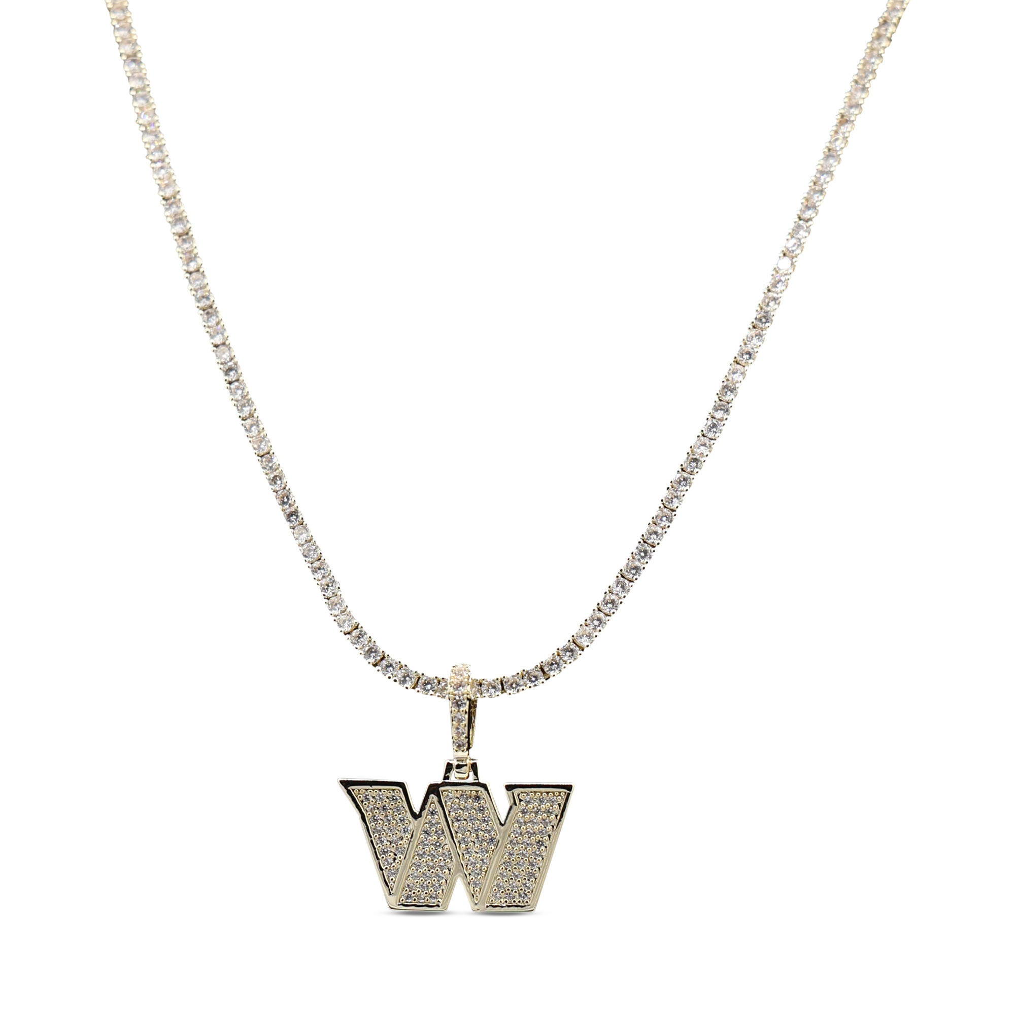GLD Washington Commanders 18K Yellow Gold Logo Pendant & 20" Tennis Chain