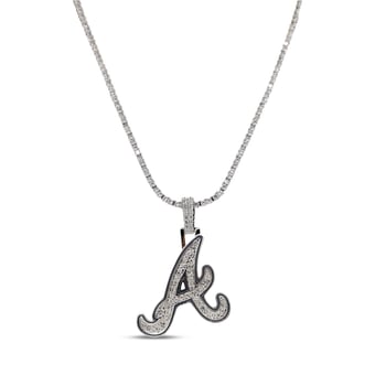 GLD Atlanta Braves 14K White Gold Logo Pendant & 20" Tennis Chain