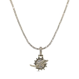 GLD Miami Dolphins 18K Yellow Gold Logo Pendant & 20" Tennis Chain