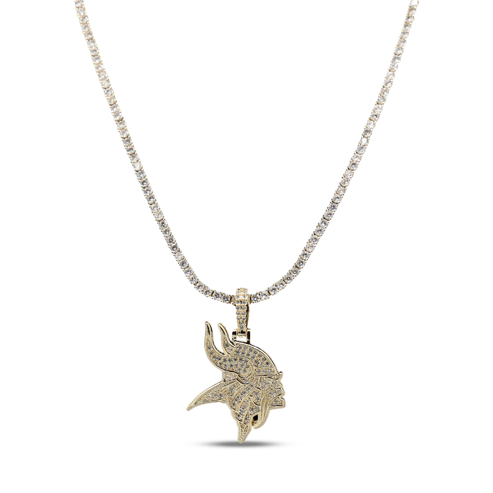 GLD Minnesota Vikings 18K Yellow Gold Logo Pendant & 20" Tennis Chain