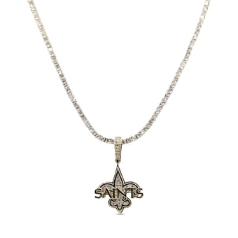 GLD New Orleans Saints 18K Yellow Gold Logo Pendant & 20" Tennis Chain