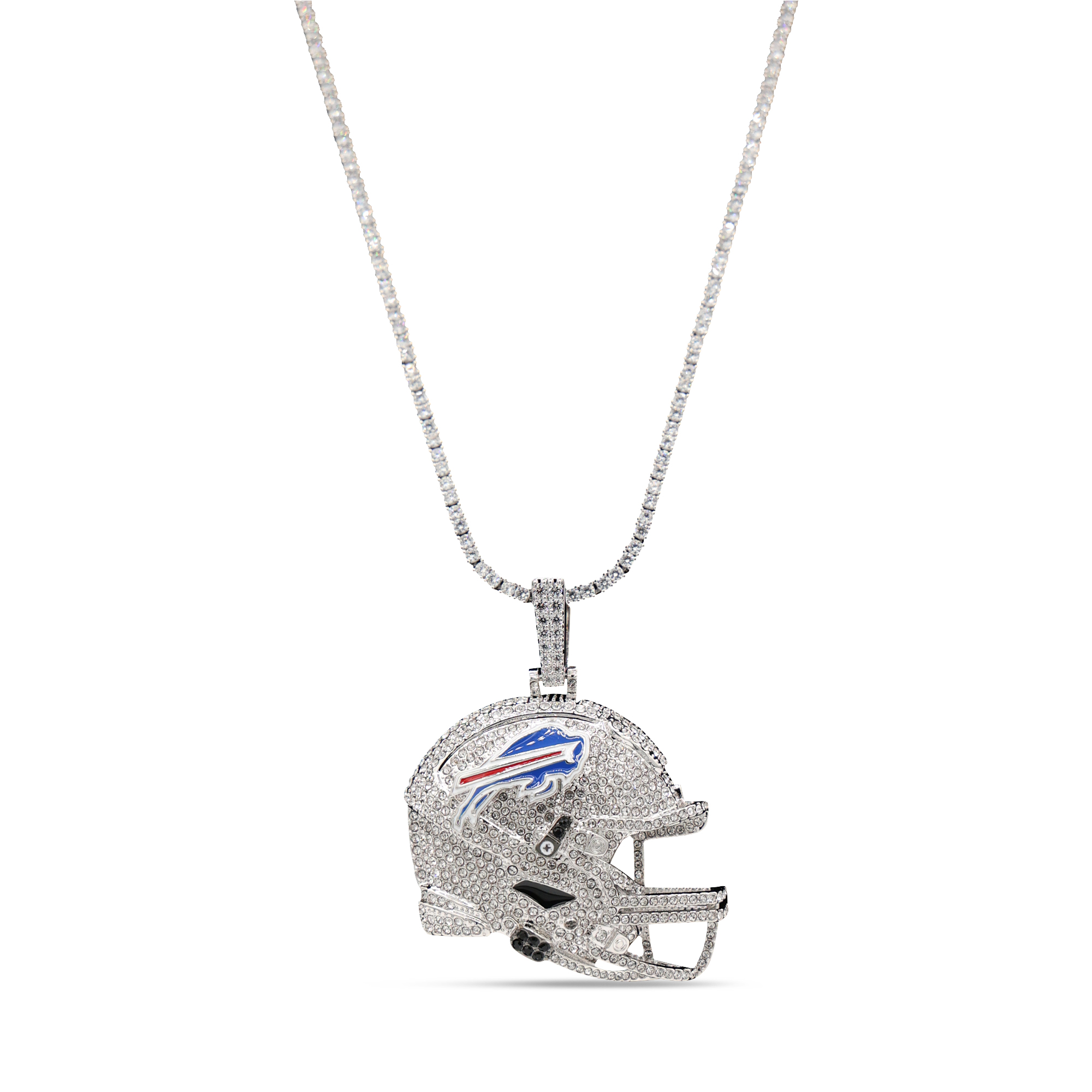 GLD Buffalo Bills 14K White Gold Logo Pendant & 20" Tennis Chain