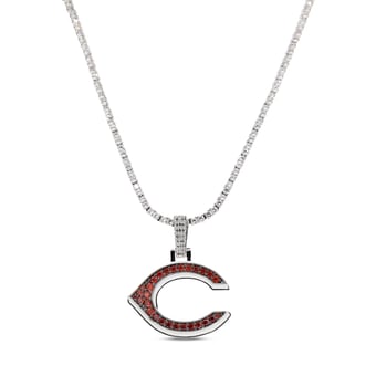 GLD Cincinnati Reds 14K White Gold Logo Pendant & 20" Tennis Chain