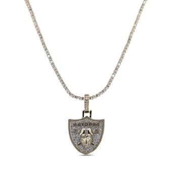 GLD Las Vegas Raiders 18K Yellow Gold Logo Pendant & 20" Tennis Chain
