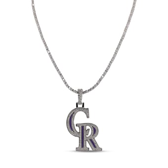 "GLD Colorado Rockies 14K White Gold Logo Pendant & 20"" Tennis Chain"