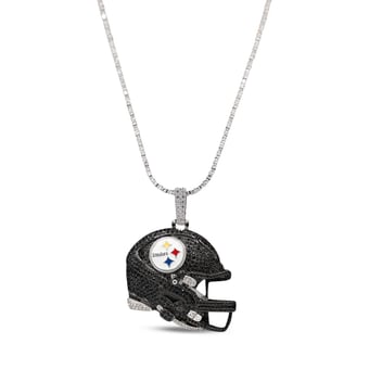 GLD Pittsburgh Steelers 14K White Gold Logo Pendant & 20" Tennis Chain