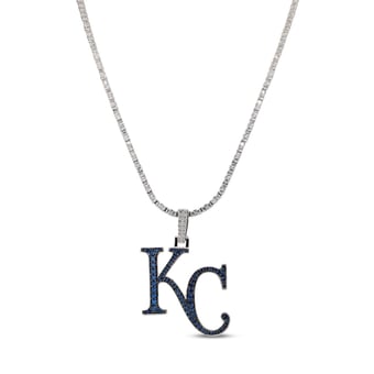 GLD Kansas City Royals 14K White Gold Logo Pendant & 20" Tennis Chain