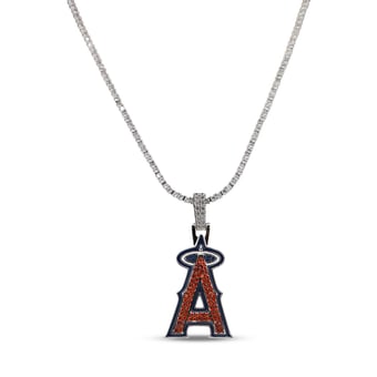"GLD Los Angeles Angels 14K White Gold Logo Pendant & 20"" Tennis Chain"