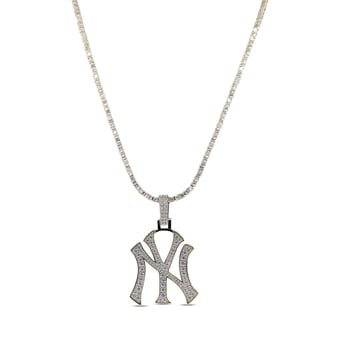 "GLD New York Yankees 18K Yellow Gold Logo Pendant & 20"" Tennis Chain"