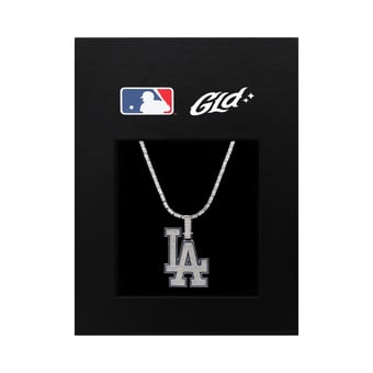 "GLD Los Angeles Dodgers 14K White Gold Logo Pendant & 20"" Tennis Chain"
