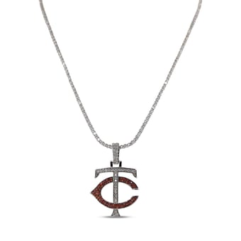 GLD Minnesota Twins 14K White Gold Logo Pendant & 20" Tennis Chain