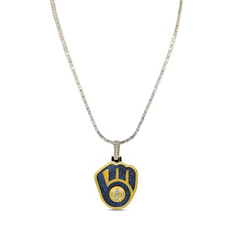 GLD Milwaukee Brewers 18K Yellow Gold Logo Pendant & 20" Tennis Chain