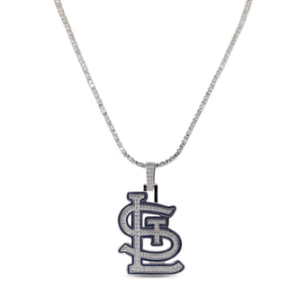 GLD St. Louis Cardinals 14K White Gold Logo Pendant & 20" Tennis Chain