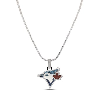 GLD Toronto Blue Jays 14K White Gold Logo Pendant & 20" Tennis Chain