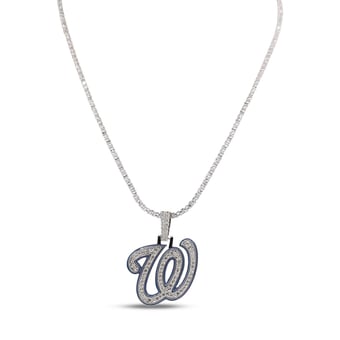 GLD Washington Nationals 14K White Gold Logo Pendant & 20" Tennis Chain
