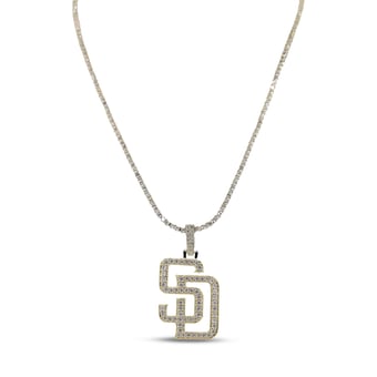 GLD San Diego Padres 18K Yellow Gold Logo Pendant & 20" Tennis Chain