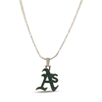 "GLD Athletics 18K Yellow Gold Logo Pendant & 20"" Tennis Chain"