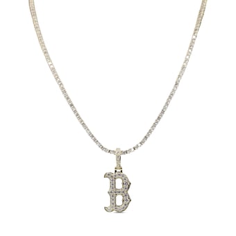 "GLD Boston Red Sox 18K Yellow Gold Logo Pendant & 20"" Tennis Chain"