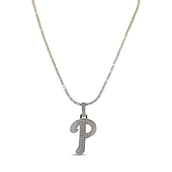 "GLD Philadelphia Phillies 18K Yellow Gold Logo Pendant & 20"" Tennis Chain"