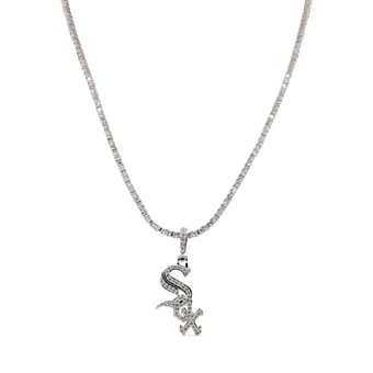 GLD Chicago White Sox 14K White Gold Logo Pendant & 20" Tennis Chain