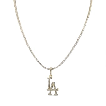 GLD Los Angeles Dodgers 18K Yellow Gold Logo Pendant & 20" Tennis Chain