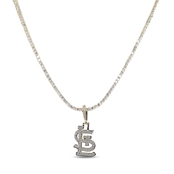 GLD St. Louis Cardinals 18K Yellow Gold Logo Pendant & 20" Tennis Chain