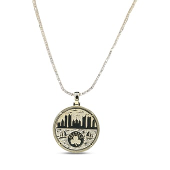GLD Boston Celtics 18K Yellow Gold Logo Pendant & 20" Tennis Chain