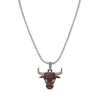GLD Chicago Bulls 14K White Gold Logo Pendant & 20" Tennis Chain