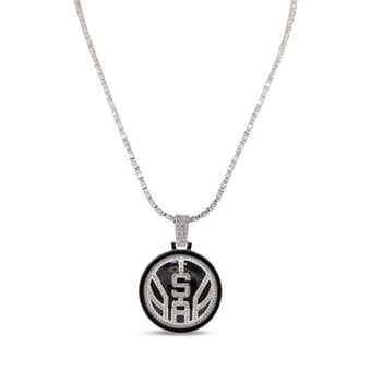 GLD San Antonio Spurs 14K White Gold Logo Pendant & 20" Tennis Chain