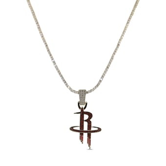 GLD Houston Rockets 18K Yellow Gold Logo Pendant & 20" Tennis Chain