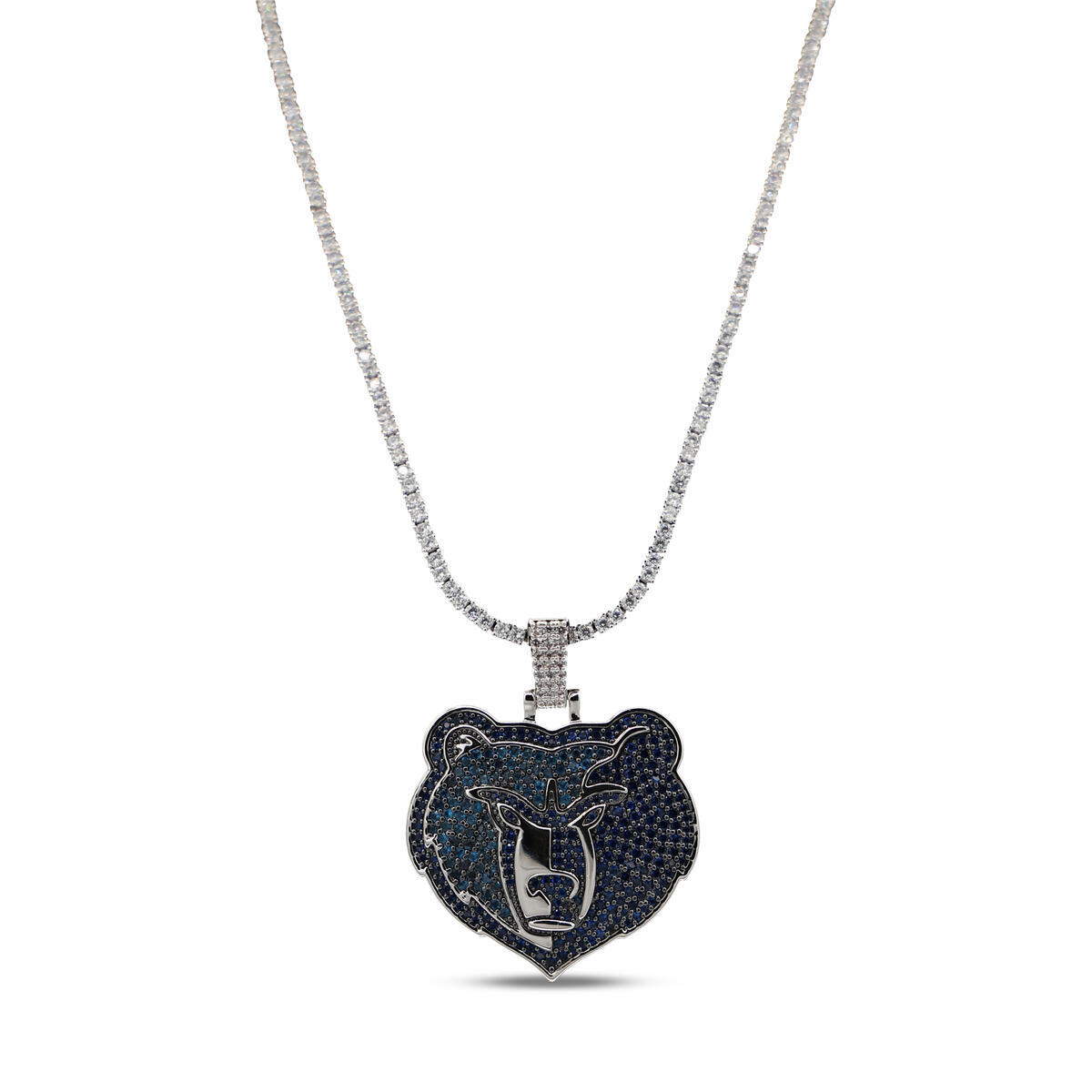 GLD Memphis Grizzlies 14K White Gold Logo Pendant & 20" Tennis Chain