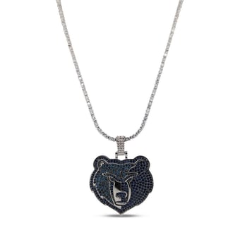 GLD Memphis Grizzlies 14K White Gold Logo Pendant & 20" Tennis Chain
