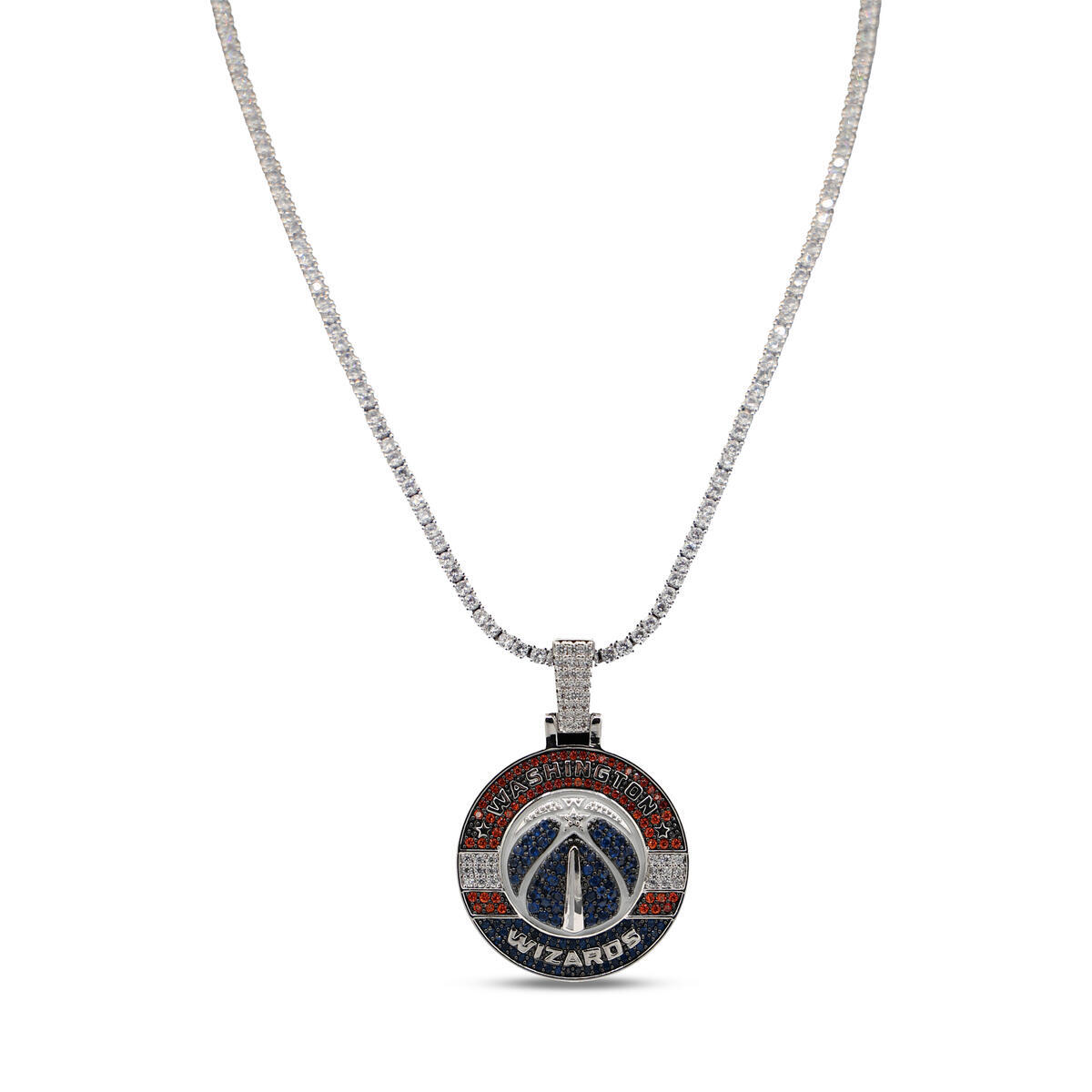 GLD Washington Wizards 14K White Gold Logo Pendant & 20" Tennis Chain