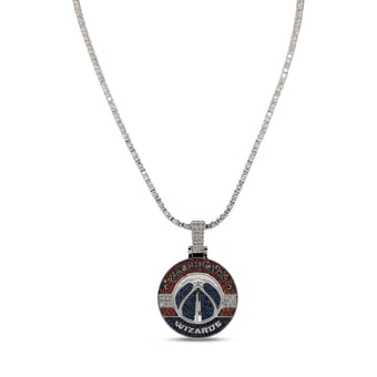 GLD Washington Wizards 14K White Gold Logo Pendant & 20" Tennis Chain