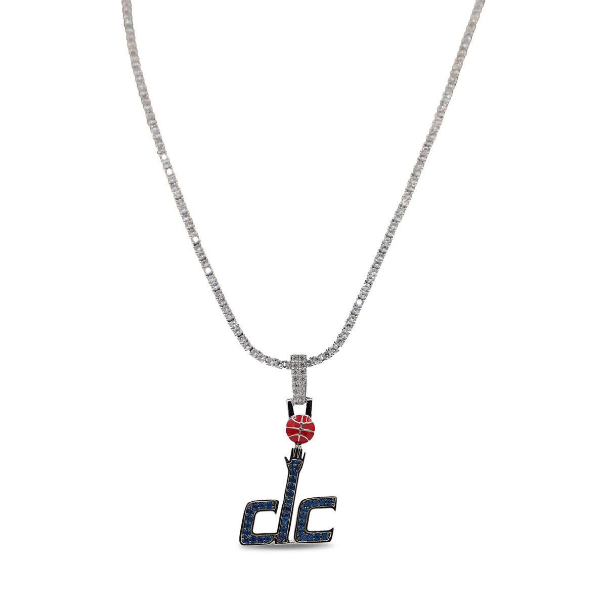 GLD Washington Wizards 14K White Gold Logo Pendant & 20" Tennis Chain
