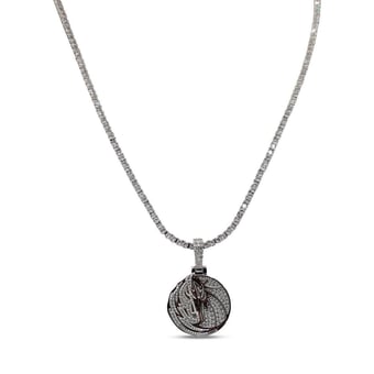 GLD Dallas Mavericks 14K White Gold Logo Pendant & 20" Tennis Chain
