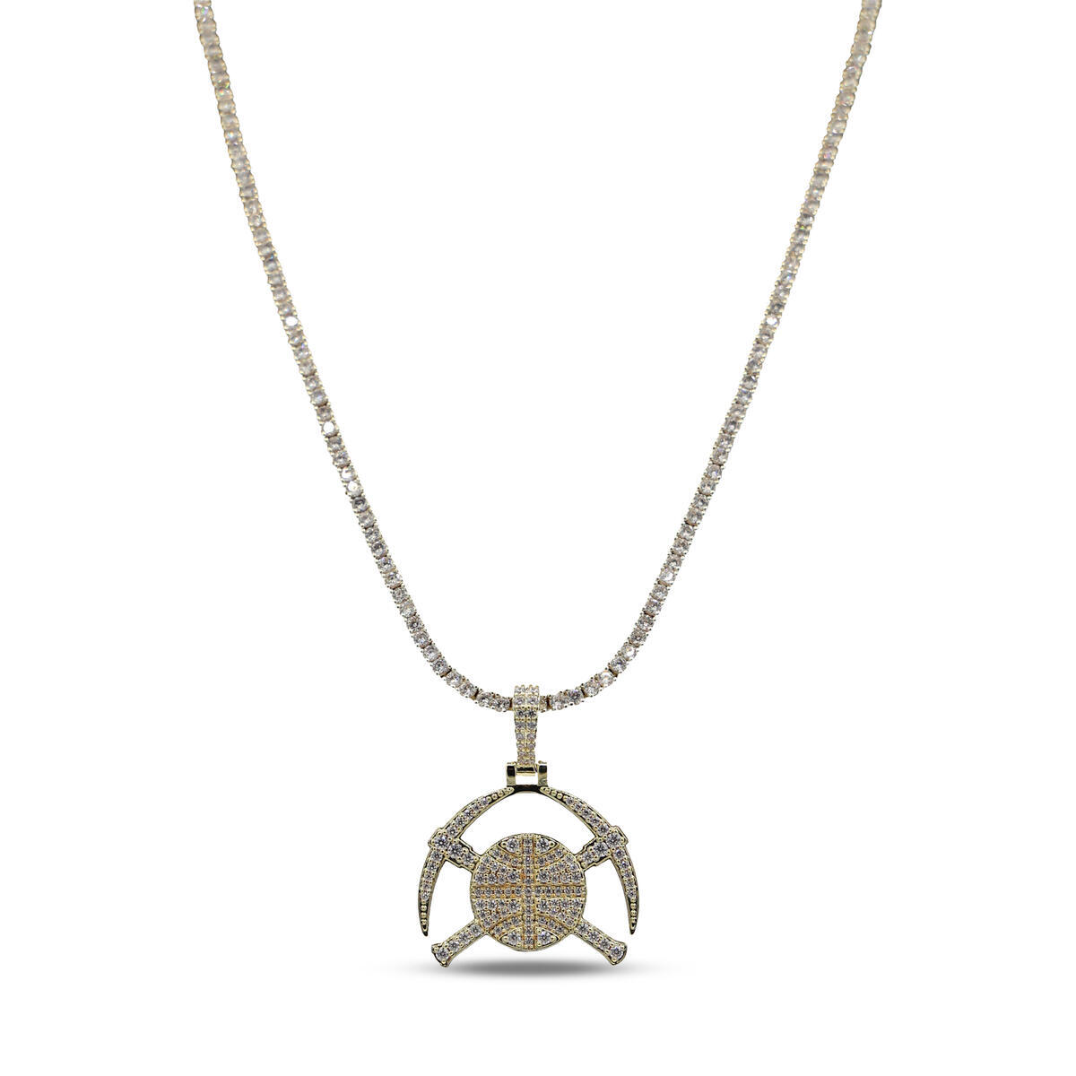 GLD Denver Nuggets 18K Yellow Gold Logo Pendant & 20" Tennis Chain