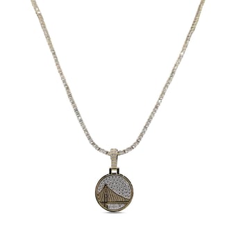 "GLD Golden State Warriors 18K Yellow Gold Logo Pendant & 20"" Tennis Chain"