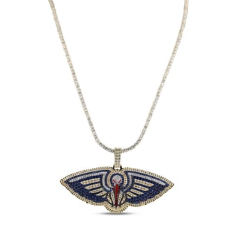 GLD New Orleans Pelicans 18K Yellow Gold Logo Pendant & 20" Tennis Chain