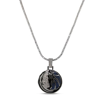 GLD Dallas Mavericks 14K White Gold Logo Pendant & 20" Tennis Chain