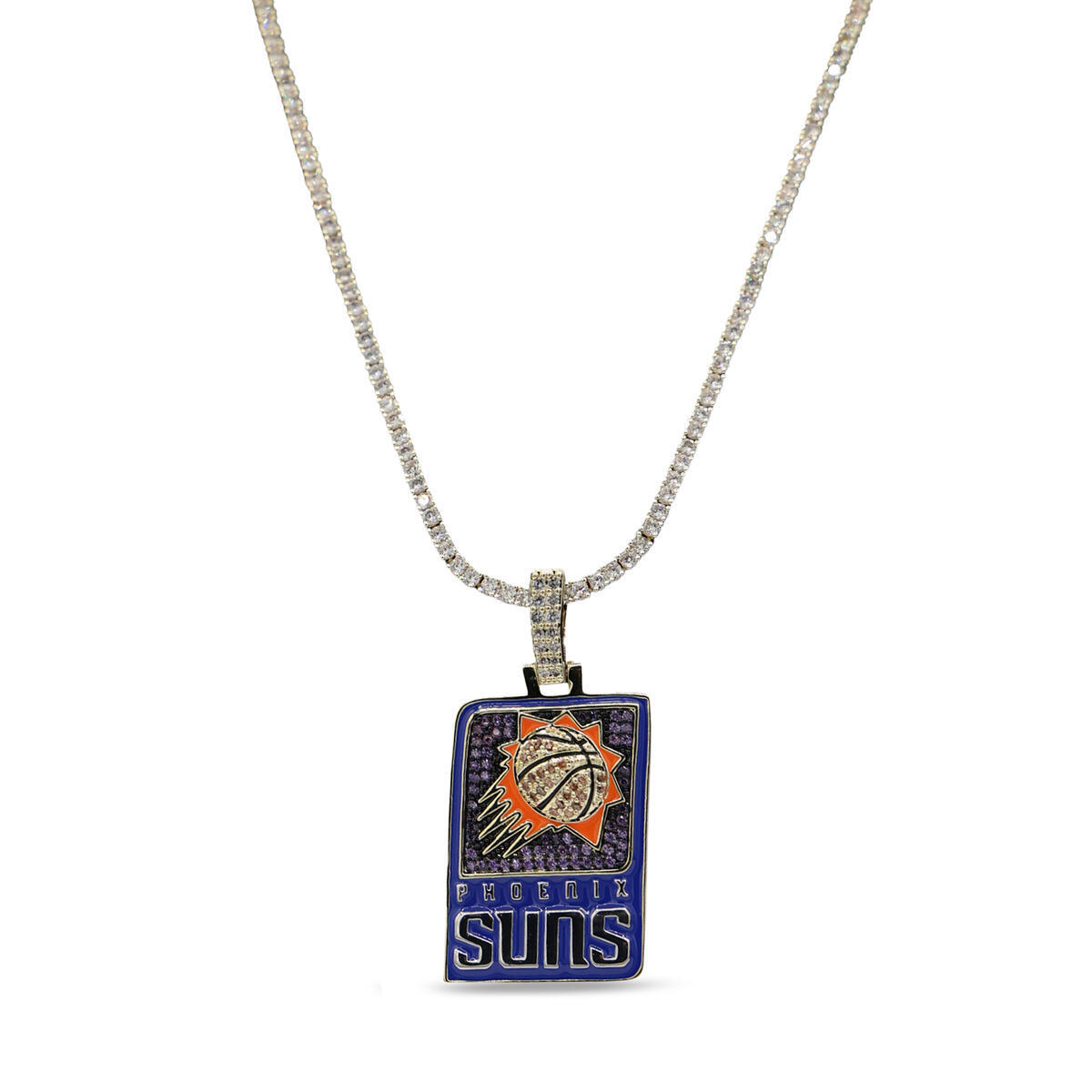 GLD Phoenix Suns 18K Yellow Gold Logo Pendant & 20" Tennis Chain