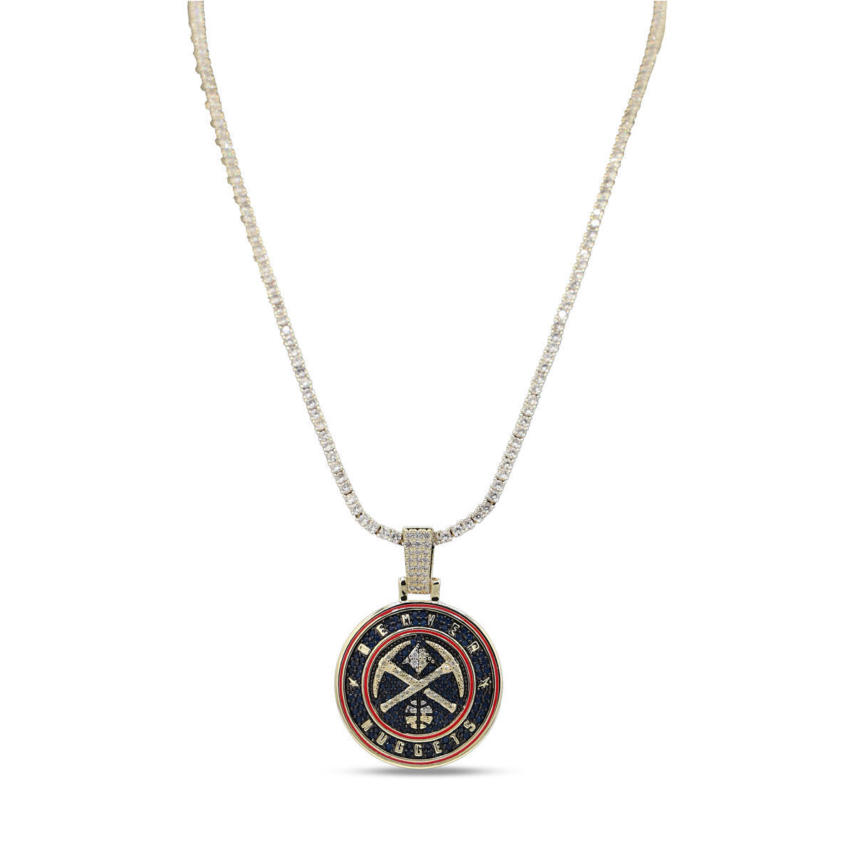 GLD Denver Nuggets 18K Yellow Gold Logo Pendant & 20" Tennis Chain
