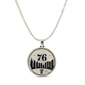 GLD Philadelphia 76ers 18K Yellow Gold Logo Pendant & 20" Tennis Chain