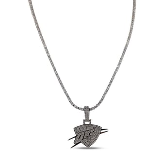 GLD Oklahoma City Thunder 14K White Gold Logo Pendant & 20" Tennis Chain