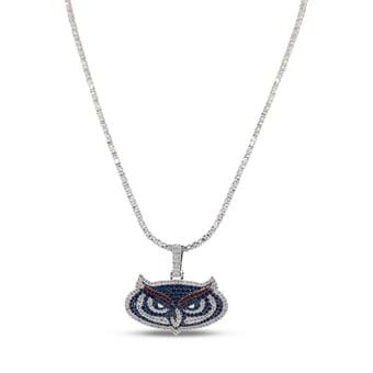 GLD Florida Atlantic Owls 14K White Gold Logo Pendant & 20" Tennis Chain