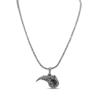 GLD Orlando Magic 14K White Gold Logo Pendant & 20" Tennis Chain