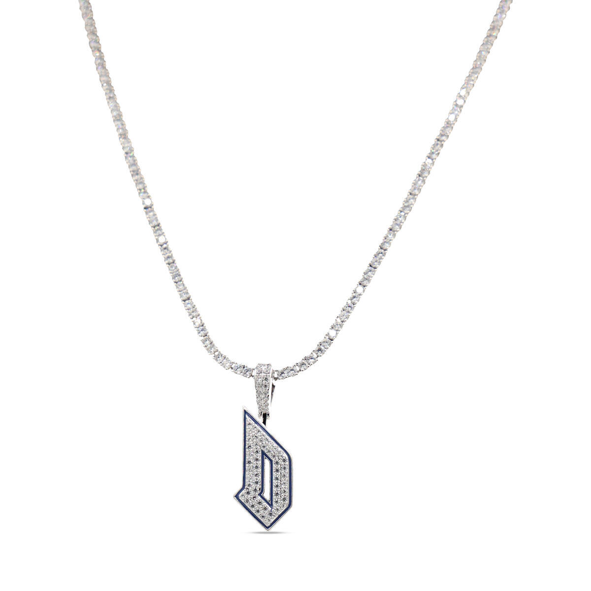 GLD Duquesne Dukes 14K White Gold Logo Pendant & 20" Tennis Chain