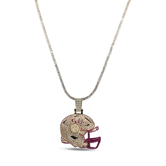 "GLD LSU Tigers 18K Yellow Gold Logo Pendant & 20"" Tennis Chain"