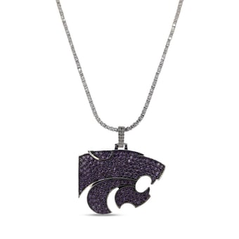 GLD Kansas State Wildcats 14K White Gold Logo Pendant & 20" Tennis Chain