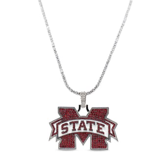 "GLD Mississippi State Bulldogs 14K White Gold Logo Pendant & 20"" Tennis Chain"